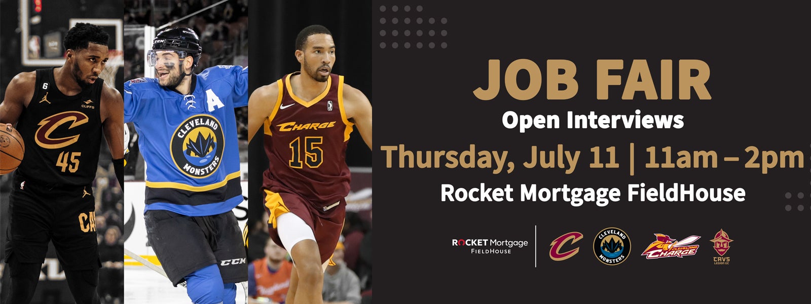 Job Fair at Rocket Mortgage FieldHouse on Thursday, July 11th | Open Interviews Available from 11:00 AM to 2:00 PM